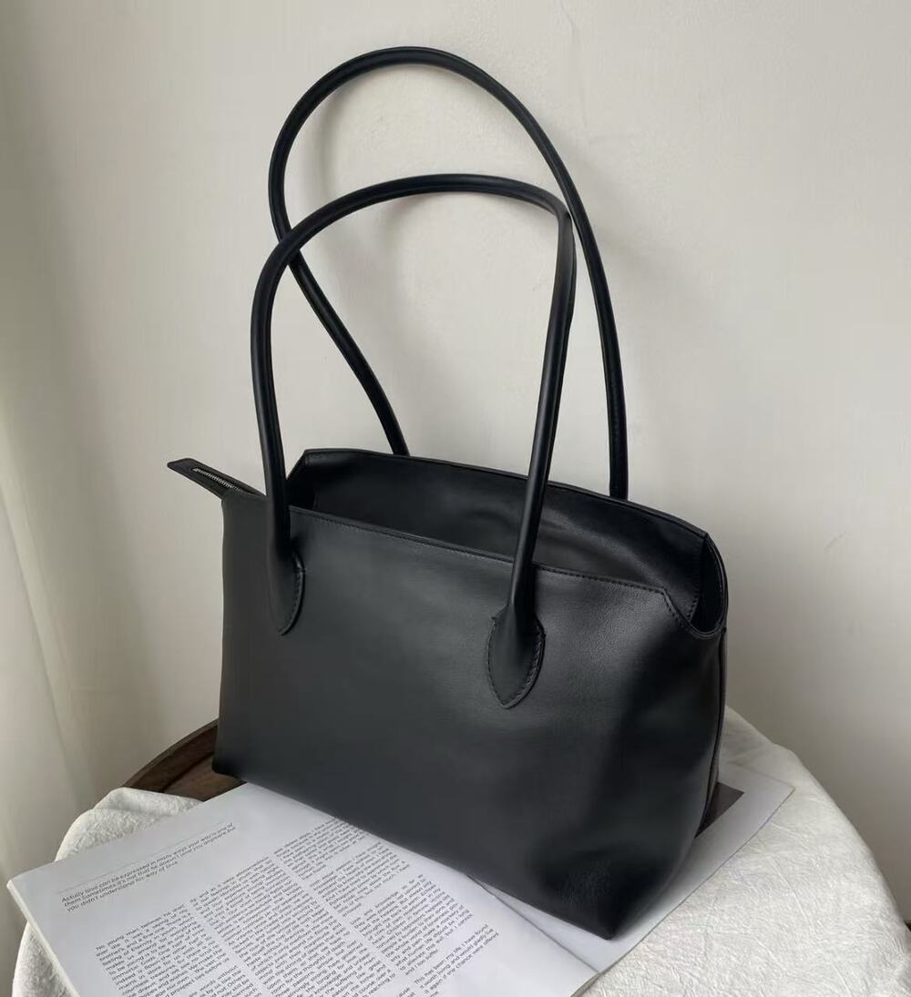 Black Genuine Leather Tote Bag